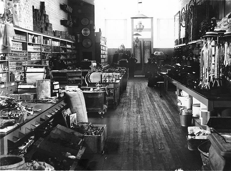 The interior of a general store, about 1890s